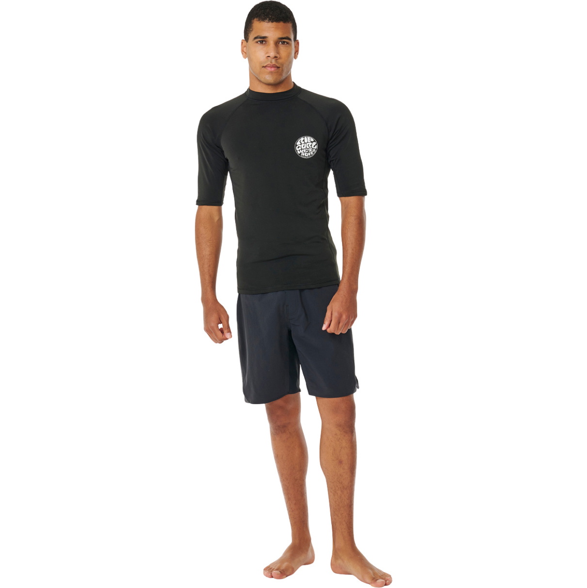 2025 Rip Curl Mens Icons UPF Brushed Short Sleeve Lycra Vest 154MRV - Black